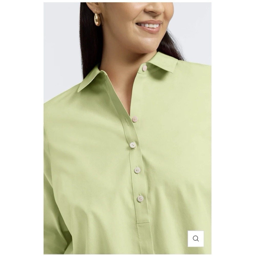 Foxcroft Shirt Womens 22W Lime Green Heritage Non-Iron 3/4 Sleeve Button Up